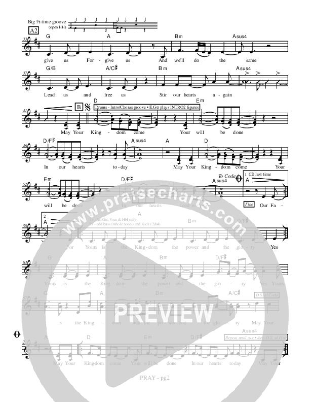 Pray Lead Sheet (Jon Bauer)