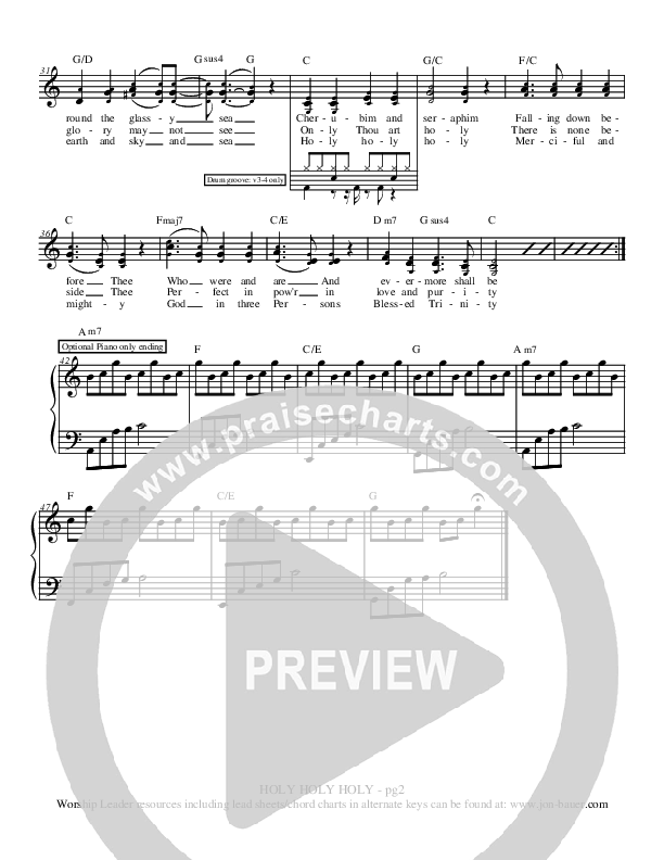 Holy Holy Holy (You Are Holy Lord) Lead Sheet (Jon Bauer)