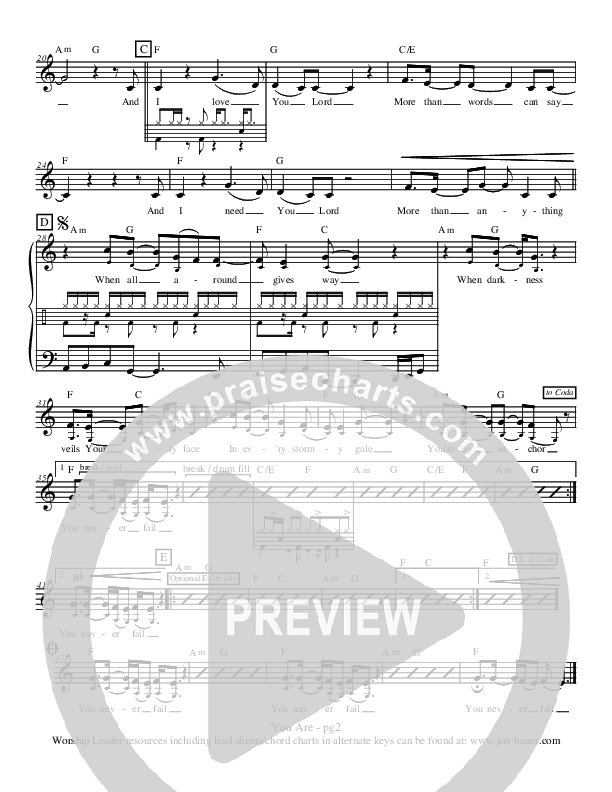 You Are Piano/Vocal (Jon Bauer)