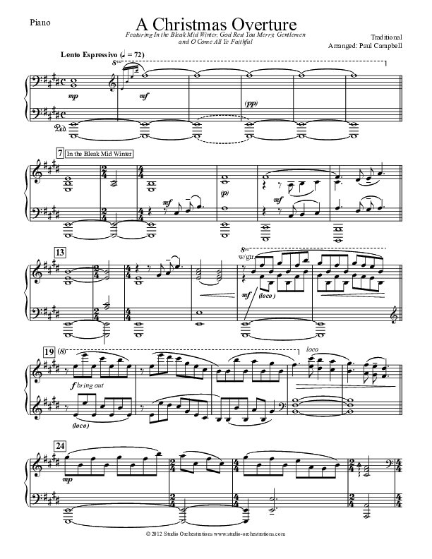 A Christmas Overture (Instrumental) Piano Sheet (Paul Campbell)