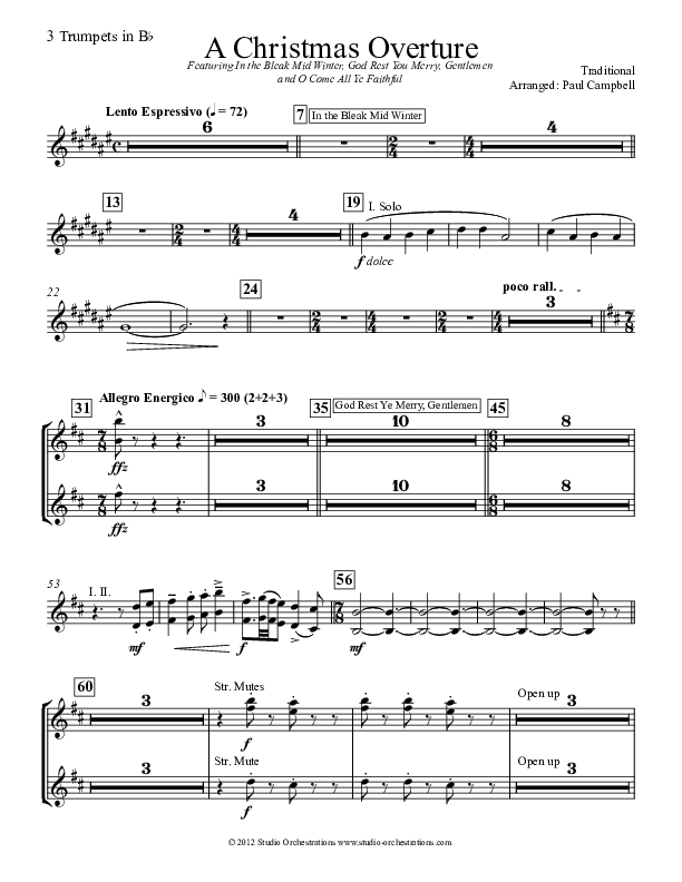 A Christmas Overture (Instrumental) Trumpet 1/2/3 (Paul Campbell)
