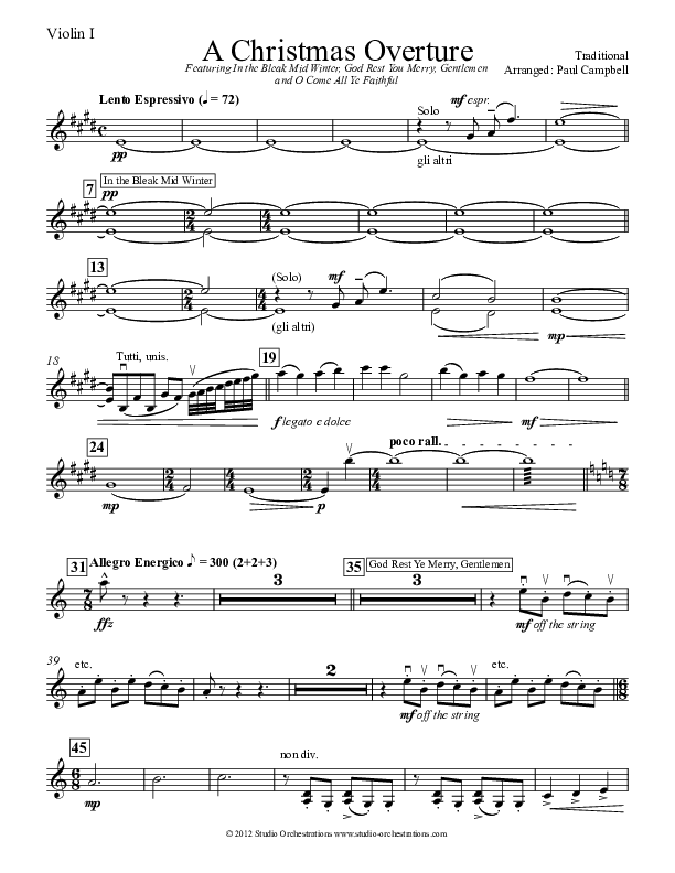 A Christmas Overture (Instrumental) Violin 1 (Paul Campbell)