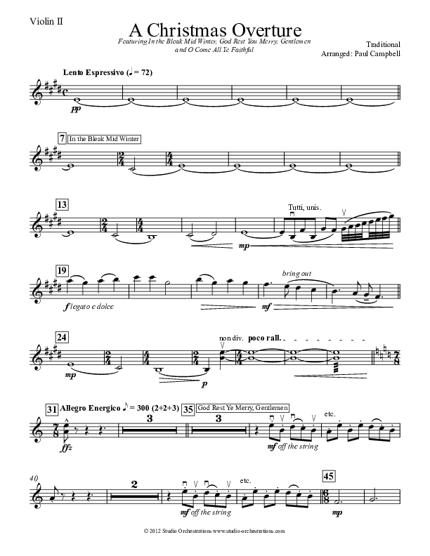 A Christmas Overture (Instrumental) Violin 2 (Paul Campbell)