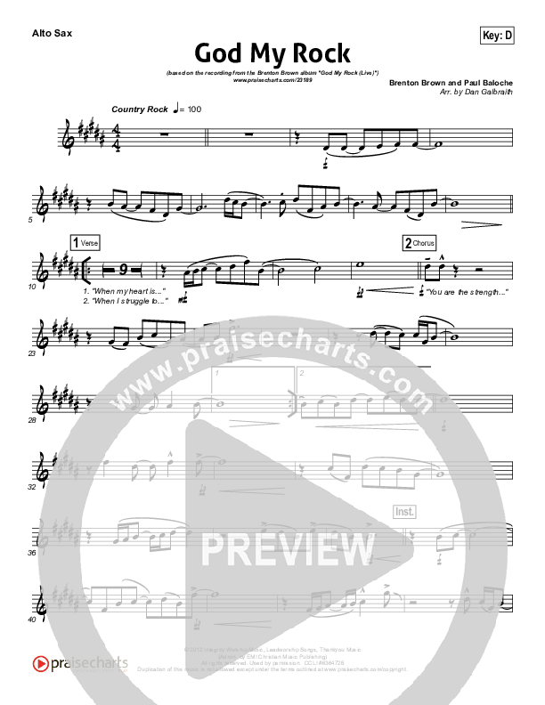 God My Rock Alto Sax (Brenton Brown)