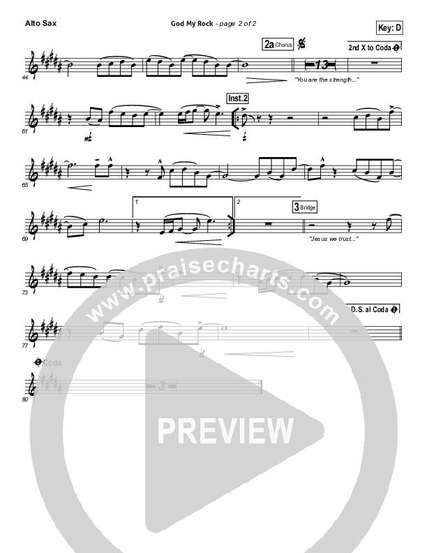 God My Rock Alto Sax (Brenton Brown)