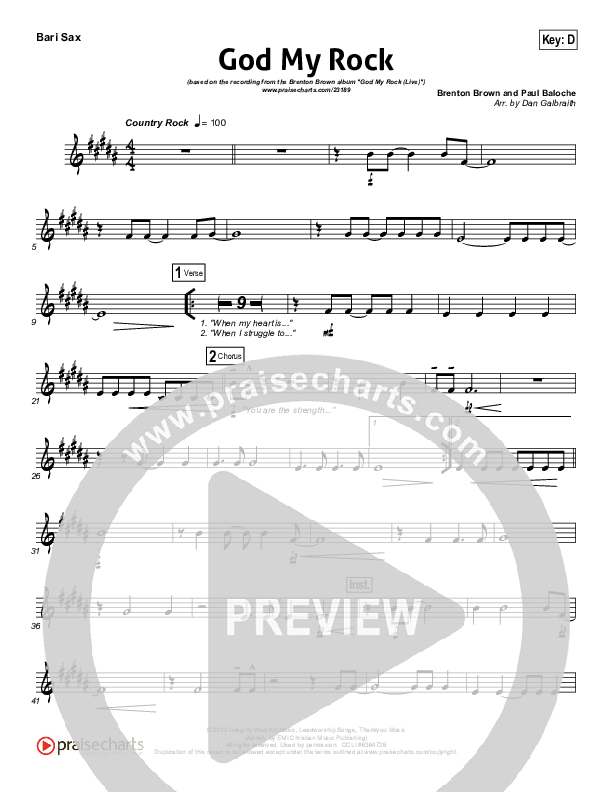 God My Rock Bari Sax (Brenton Brown)