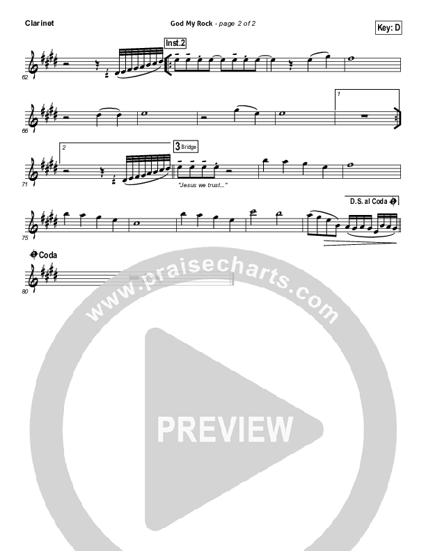 God My Rock Clarinet (Brenton Brown)