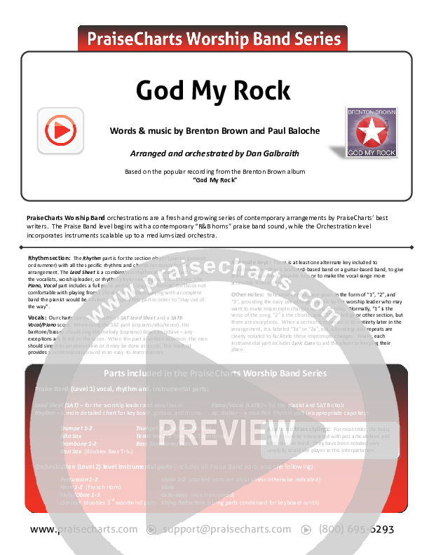 God My Rock Cover Sheet (Brenton Brown)