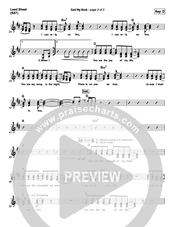God My Rock Lead Sheet (SAT) (Brenton Brown)
