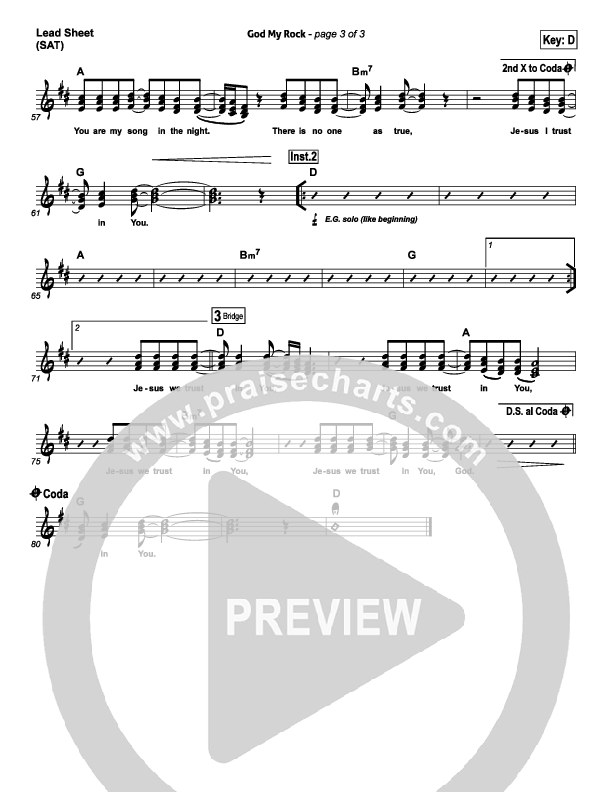 God My Rock Lead Sheet (SAT) (Brenton Brown)