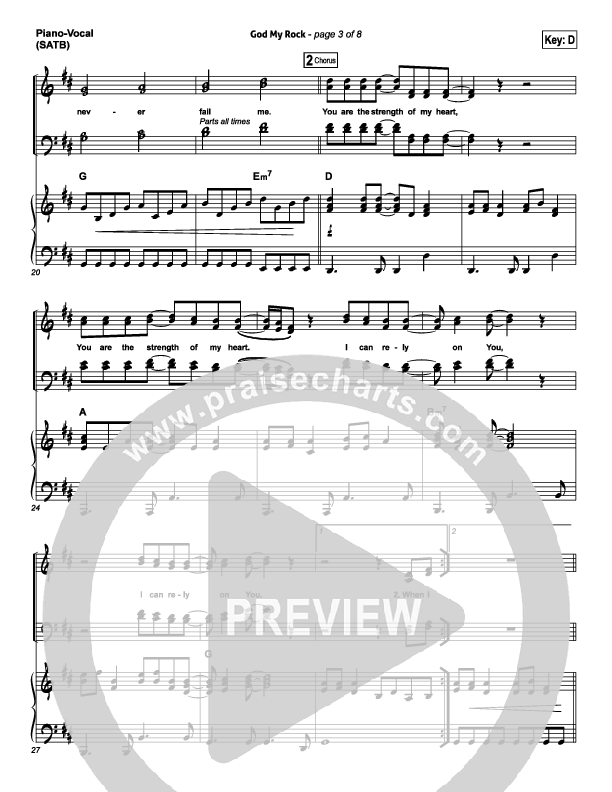 God My Rock Piano/Vocal (SATB) (Brenton Brown)
