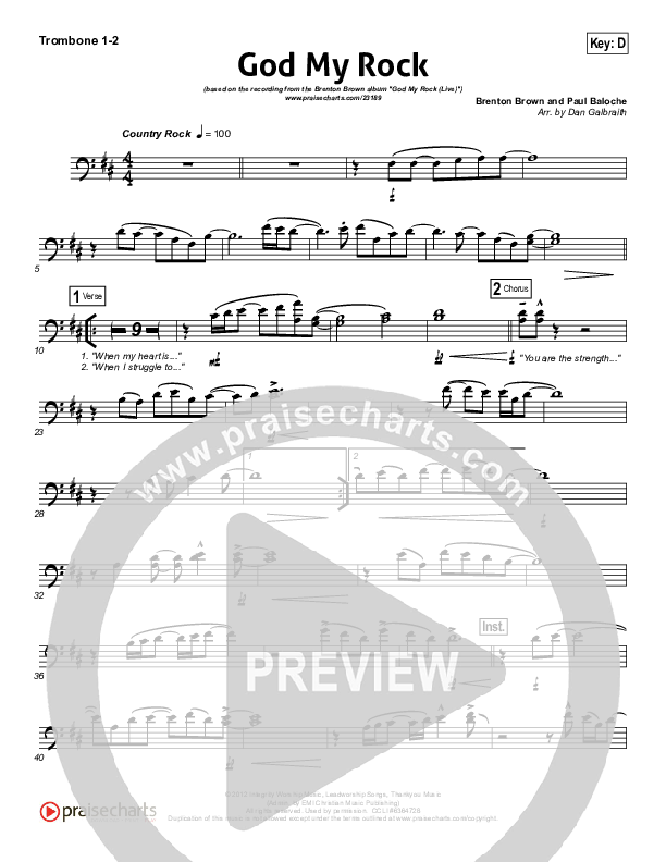 God My Rock Trombone 1/2 (Brenton Brown)