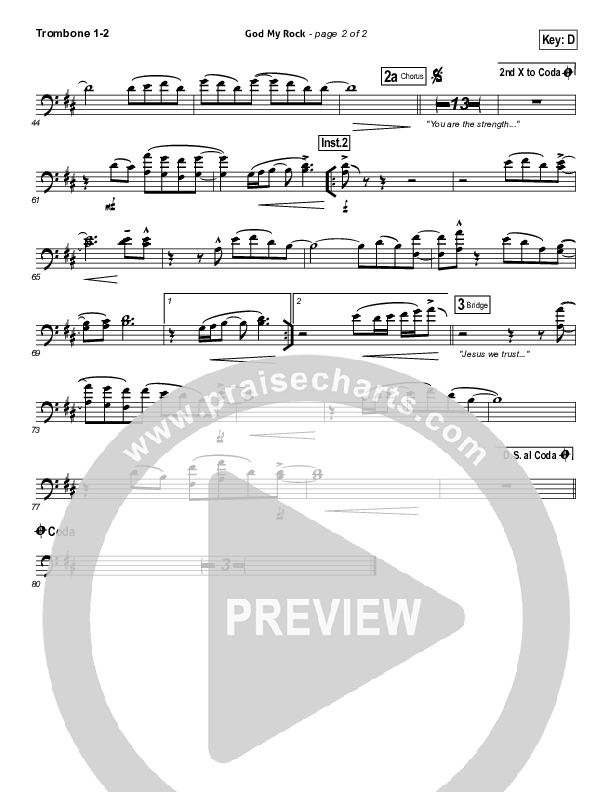 God My Rock Trombone 1/2 (Brenton Brown)