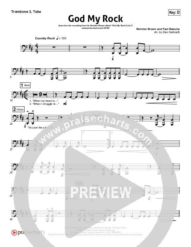 God My Rock Trombone 3/Tuba (Brenton Brown)