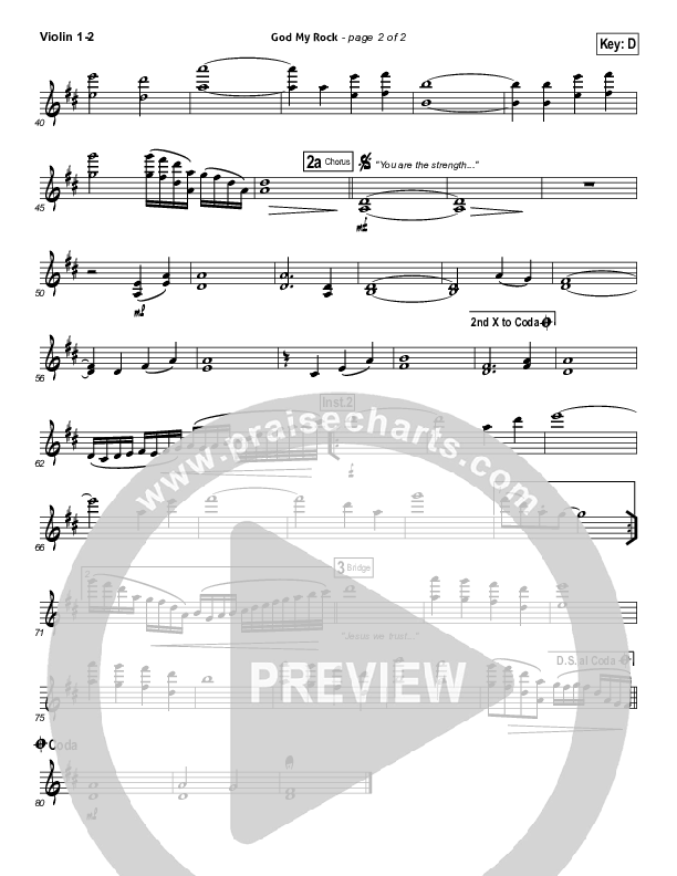 God My Rock Violin 1/2 (Brenton Brown)