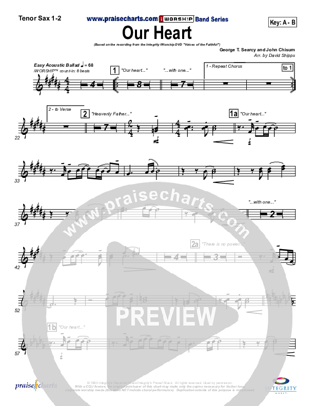 Our Heart Tenor Sax 1/2 (Travis Cottrell)