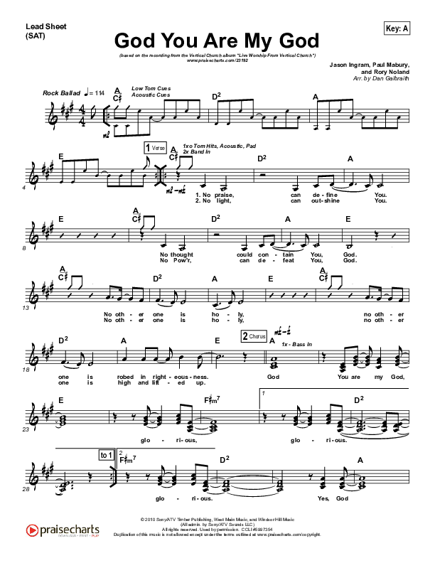 God You Are My God Lead Sheet (SAT) (Vertical Worship)
