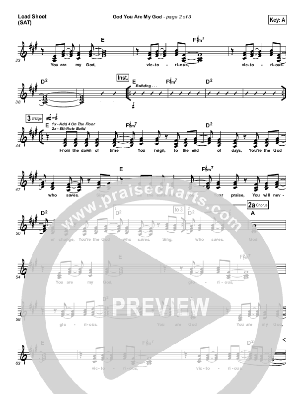 God You Are My God Lead Sheet (SAT) (Vertical Worship)