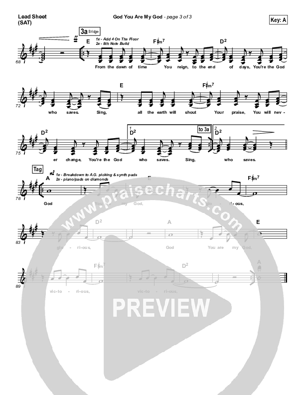 God You Are My God Lead Sheet (SAT) (Vertical Worship)