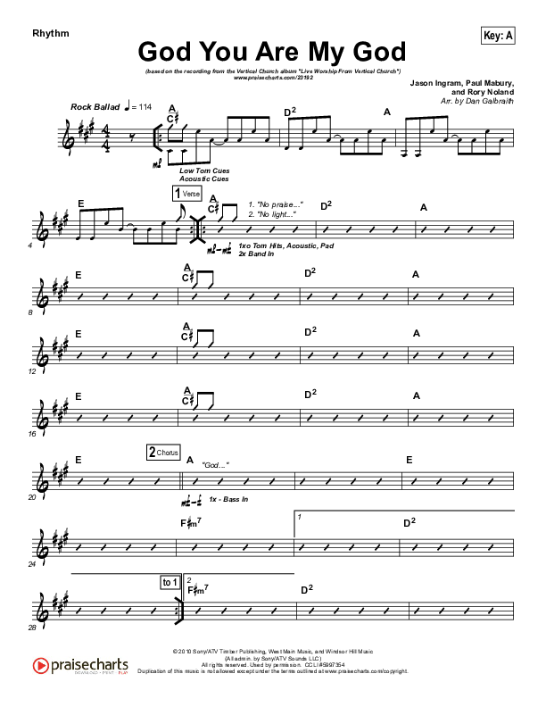 God You Are My God Rhythm Chart (Vertical Worship)