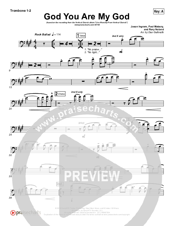 God You Are My God Trombone 1/2 (Vertical Worship)