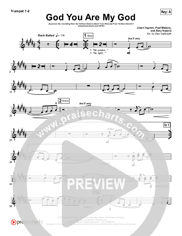 God You Are My God Trumpet 1,2 (Vertical Worship)