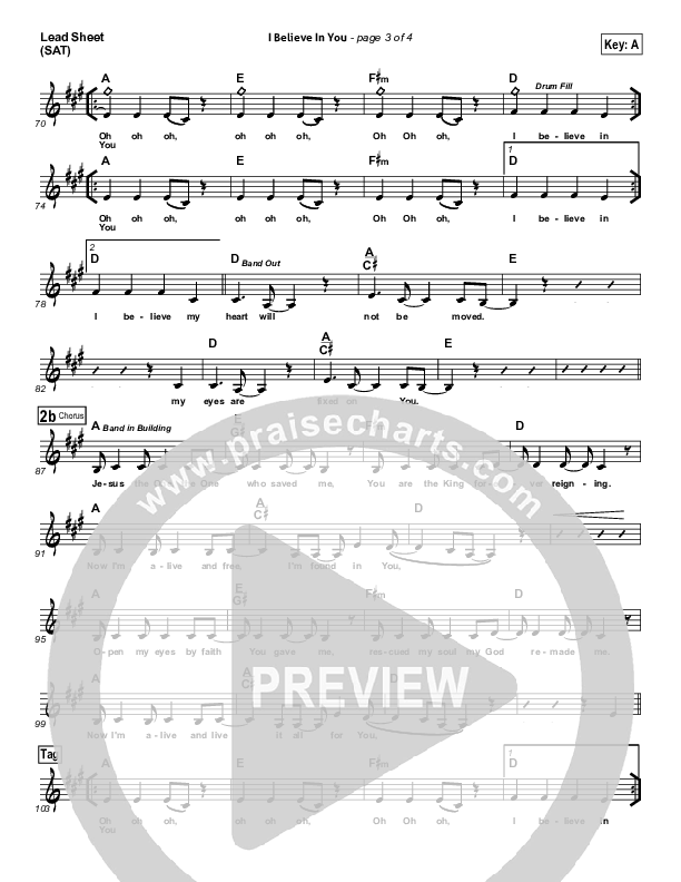 I Believe In You Lead Sheet (SAT) (Vertical Worship)