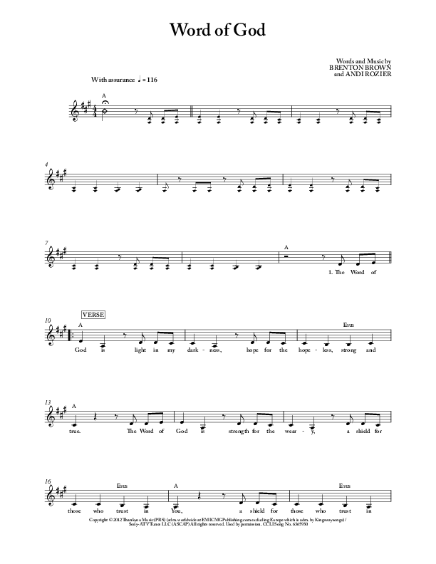 Word Of God Lead Sheet (SAT) (Vertical Worship)