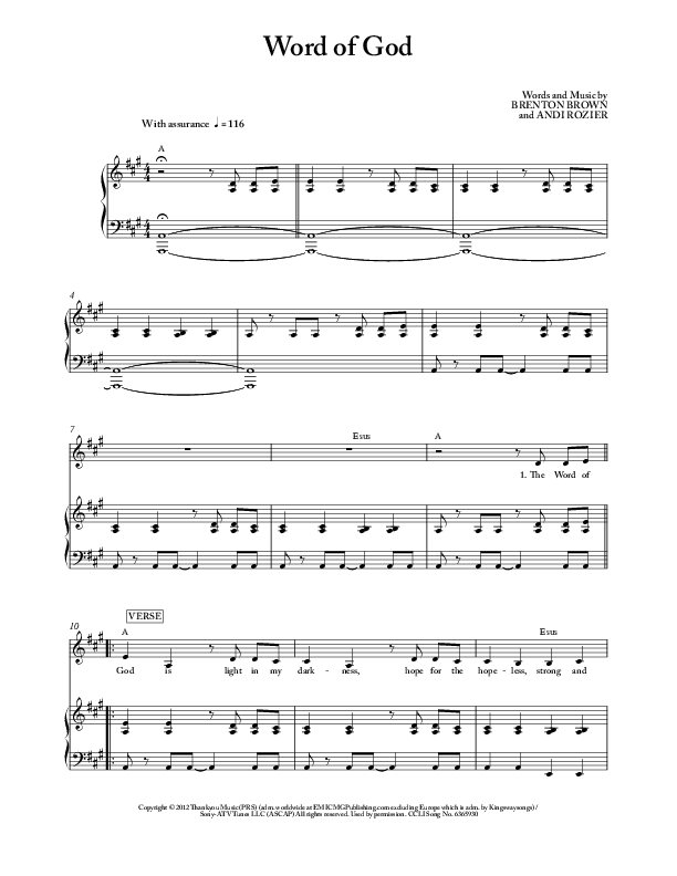 Word Of God Piano/Vocal (Vertical Worship)