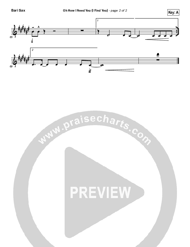 Oh How I Need You Bari Sax (All Sons & Daughters)