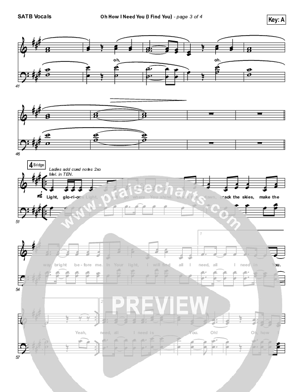 Oh How I Need You Choir Sheet (SATB) (All Sons & Daughters)