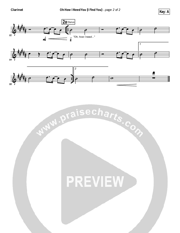 Oh How I Need You Clarinet (All Sons & Daughters)