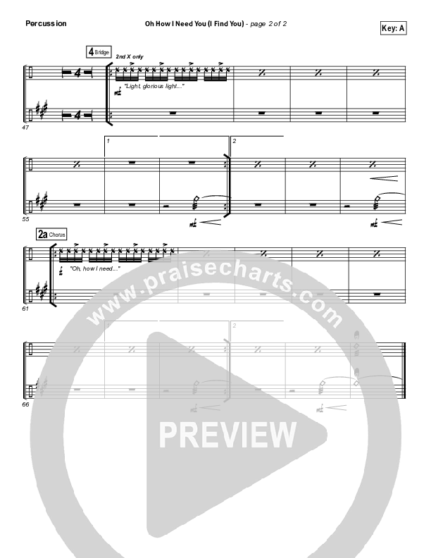 Oh How I Need You Percussion (All Sons & Daughters)