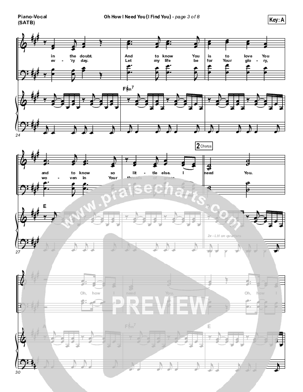 Oh How I Need You Piano/Vocal (SATB) (All Sons & Daughters)