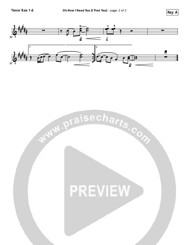 Oh How I Need You Tenor Sax 1/2 (All Sons & Daughters)
