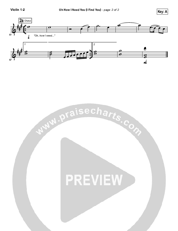 Oh How I Need You Violin 1/2 (All Sons & Daughters)