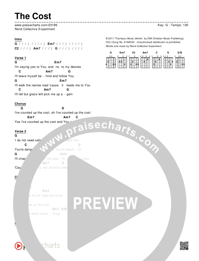 The Cost Chords & Lyrics (Rend Collective)