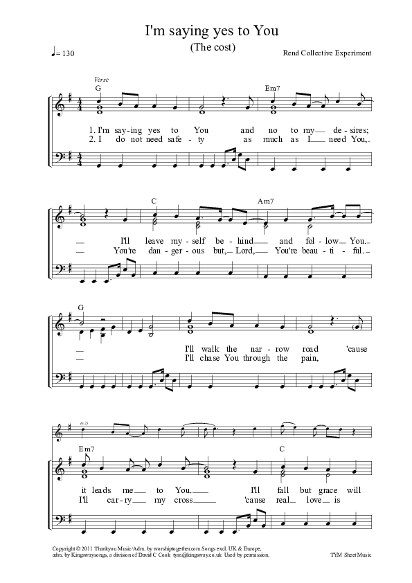 The Cost Piano/Vocal (Rend Collective)