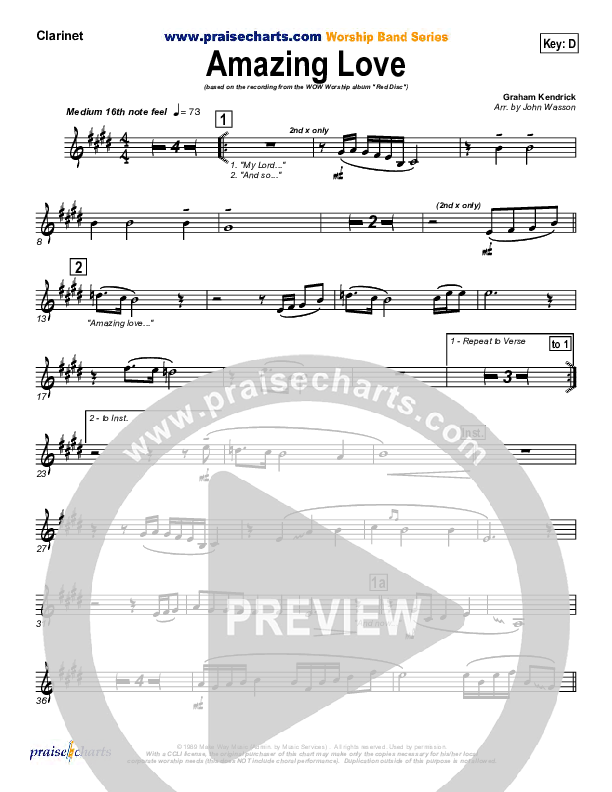 Amazing Love Clarinet (Graham Kendrick)