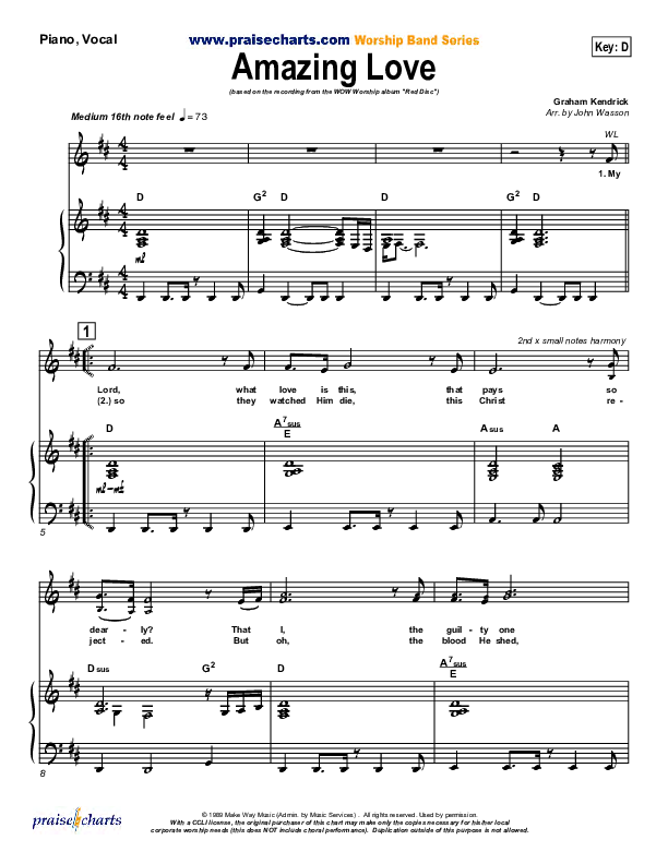 Amazing Love Piano/Vocal & Lead (Graham Kendrick)