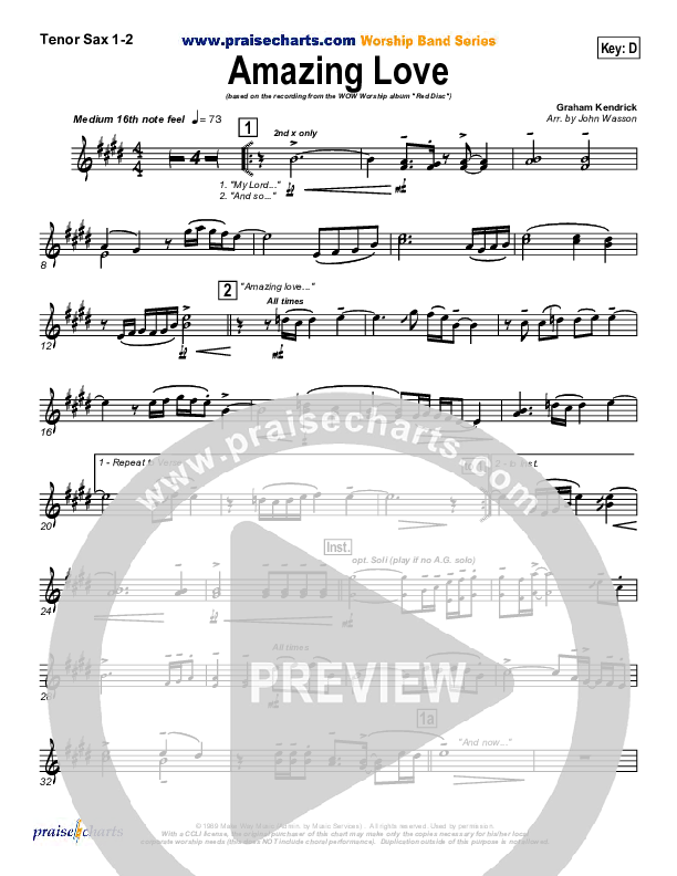 Amazing Love Tenor Sax 1/2 (Graham Kendrick)