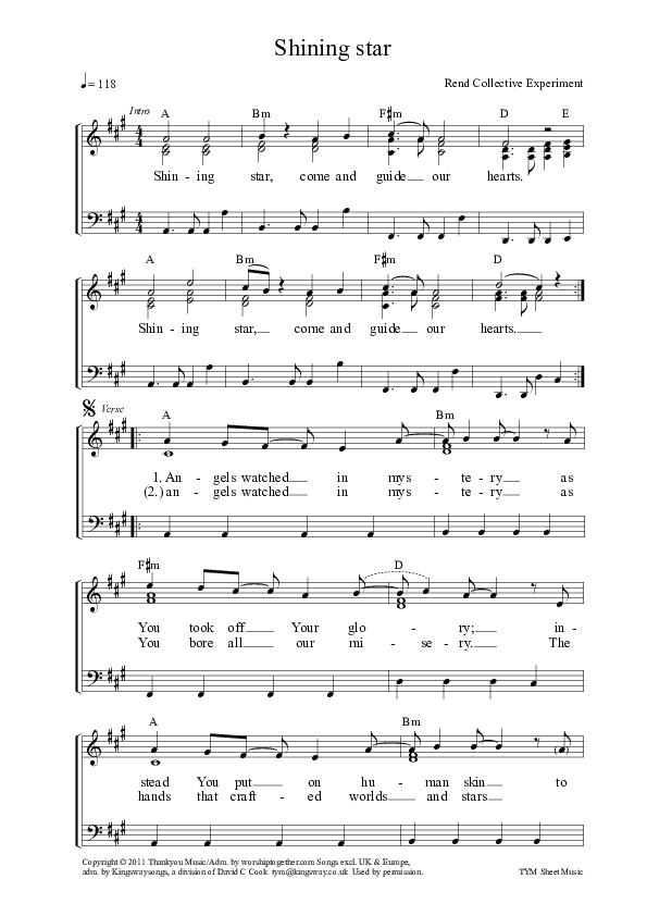 Shining Star Piano/Vocal (Rend Collective)