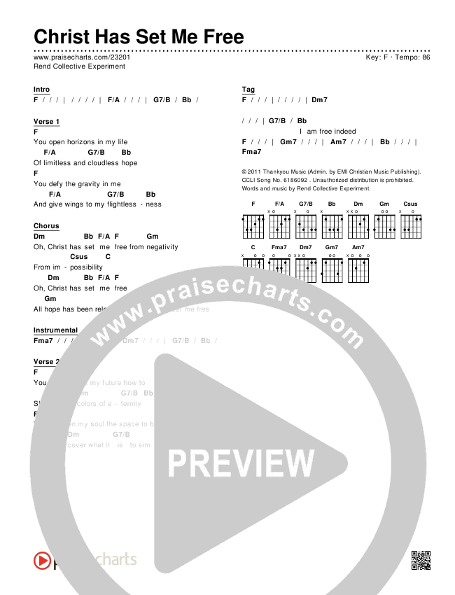Christ Has Set Me Free Chords & Lyrics (Rend Collective)