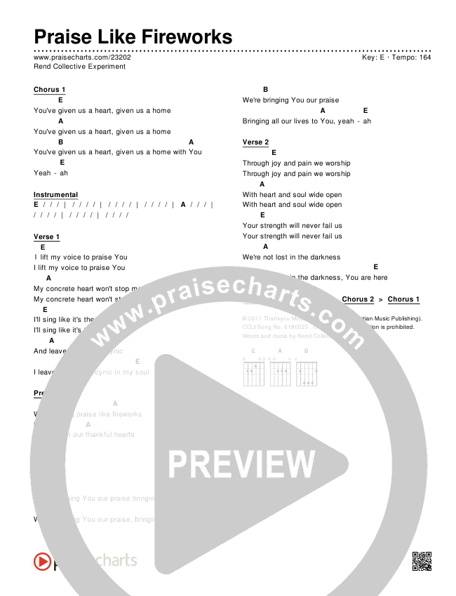 Praise Like Fireworks Chords & Lyrics (Rend Collective)