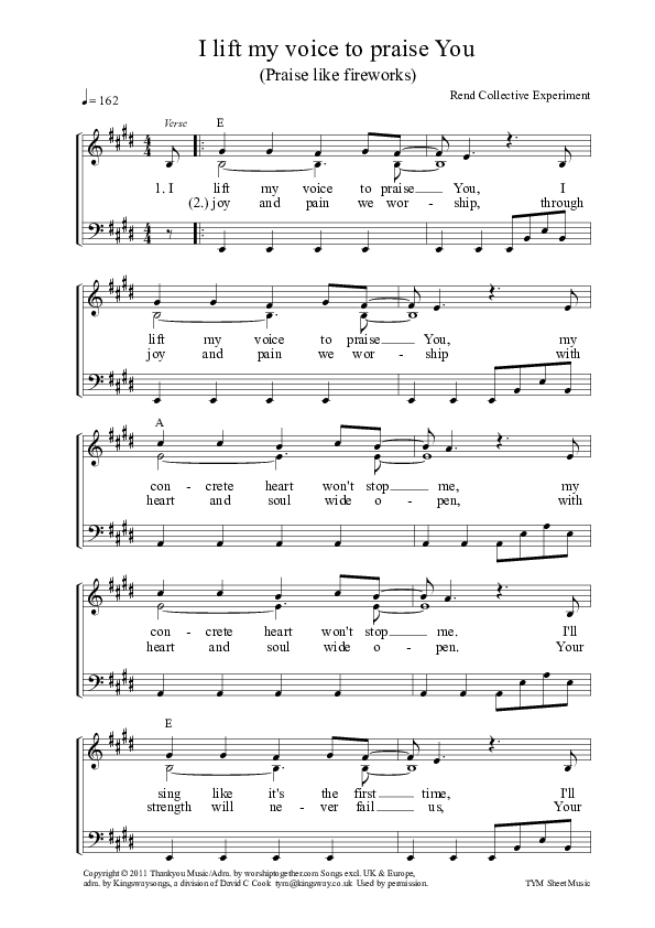 Praise Like Fireworks Piano/Vocal (Rend Collective)