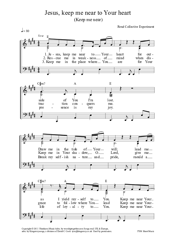 Keep Me Near Piano/Vocal (Rend Collective)