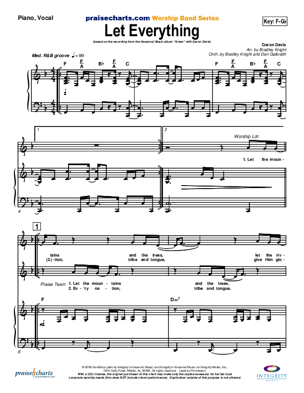Let Everything Piano/Vocal (Geron Davis)