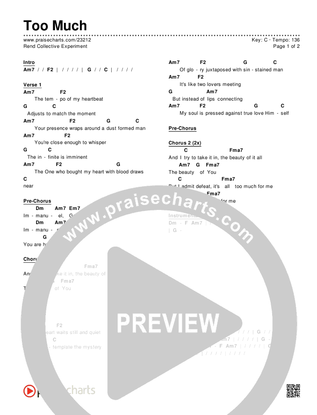 Too Much Chords & Lyrics (Rend Collective)