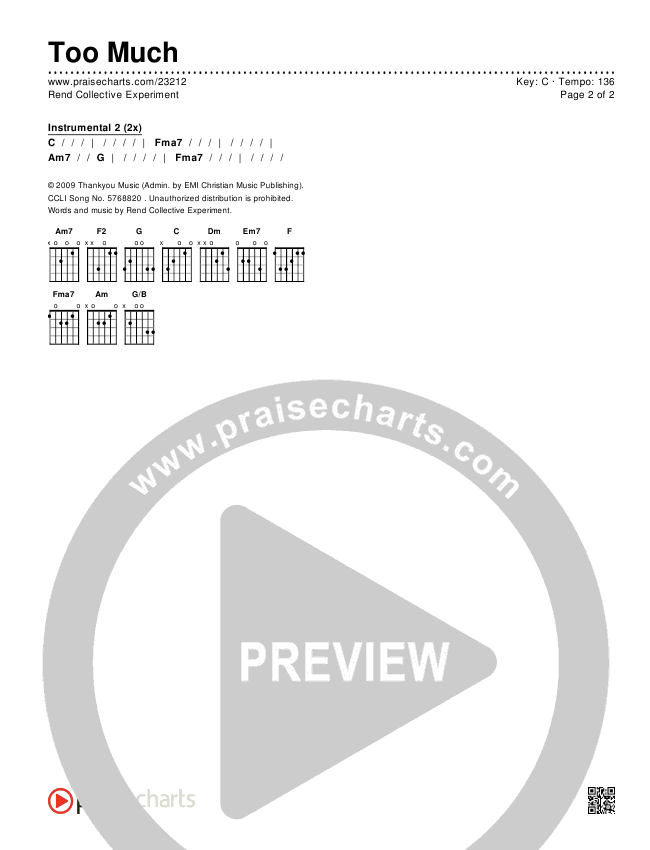 Too Much Chords & Lyrics (Rend Collective)