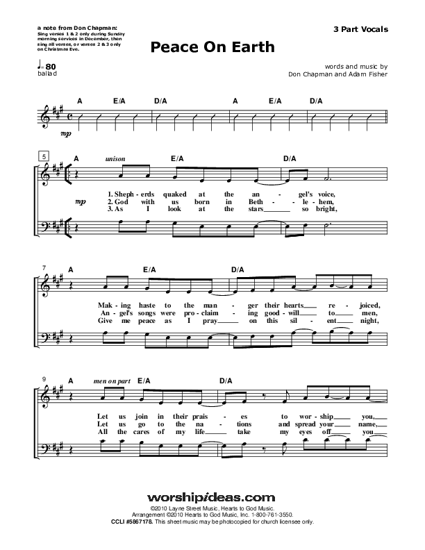 Peace On Earth Lead Sheet (SAT) (Don Chapman)